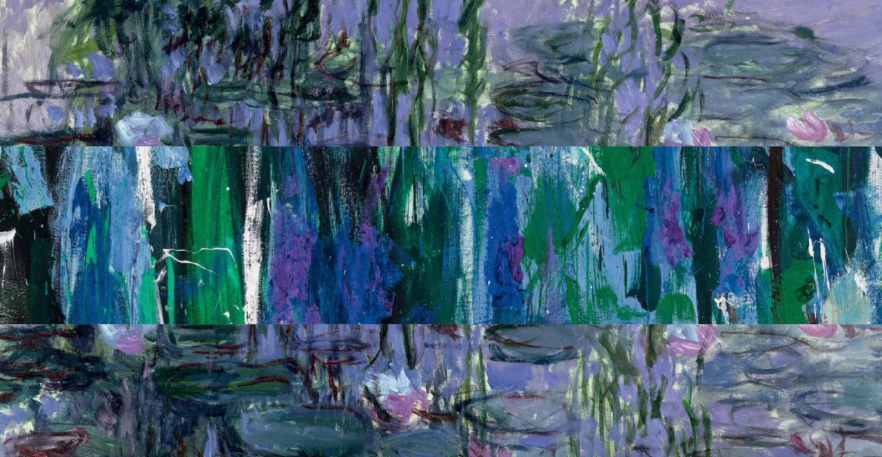 Κολάζ έργων των Claude Monet και Joan Mitchell. foundation louis vuitton