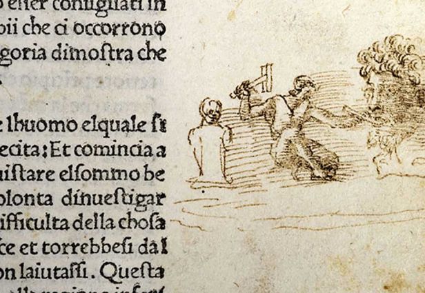책의 여백에서 발견된 미켈란젤로의 스케치. 사진: 예술신문