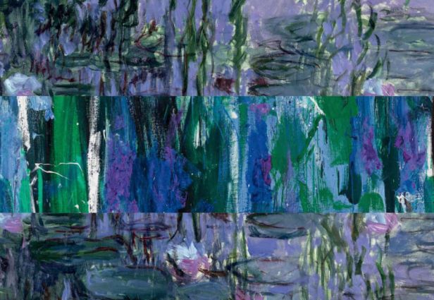 Collage di opere di Claude Monet e Joan Mitchell. fondazione louis vuitton