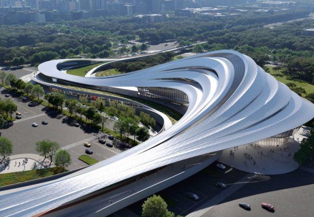 중국 시안에 있는 초현대식 신축 징허 신도시 아트 센터를 살펴보세요. 출처: Zaha Hadid Architects