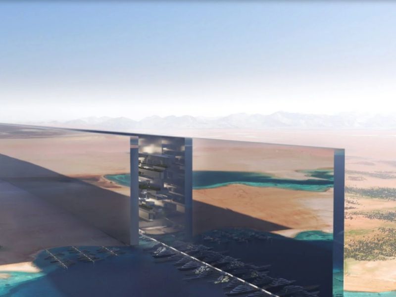 Vistazo a The Line, ciudad vertical que se construye en el desierto de Arabia Saud&iacute;. Fuente: Dezeen