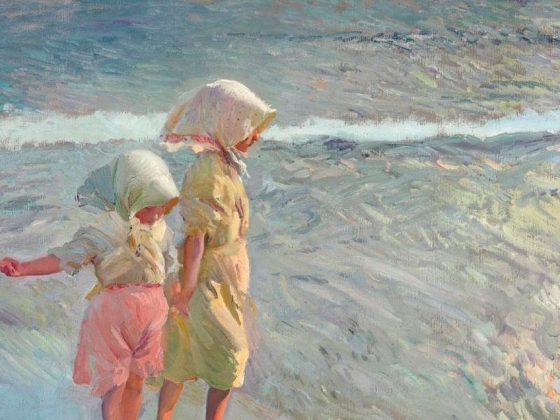 Las tres hermanas en la playa. Joaqu&iacute;n&nbsp;Sorolla, 1920. Fuente: Christie&rsquo;s